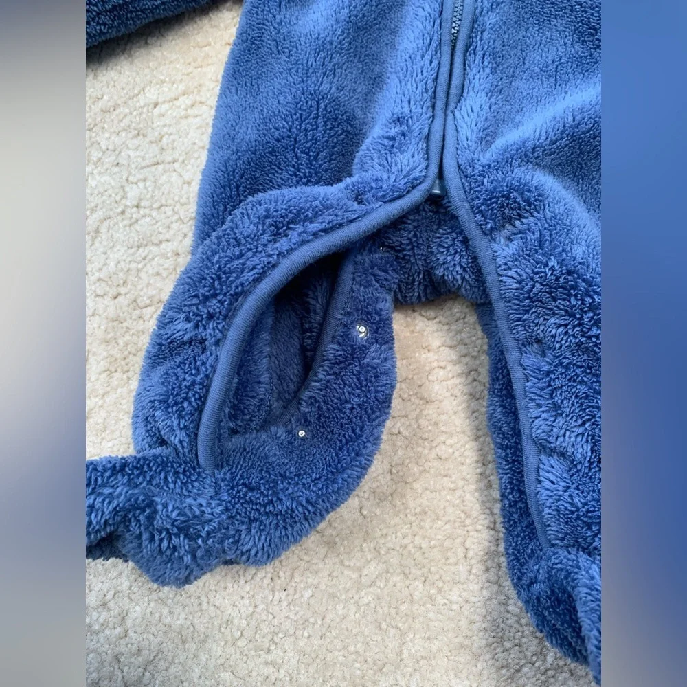 The Little White Company Size Newborn Blue Sherpa Fleece Bunting Snowsuit